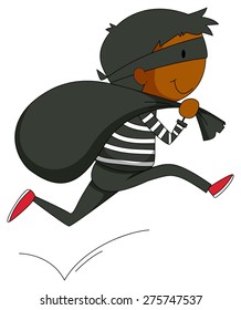 Robo encerrado huyendo con una bolsa negra