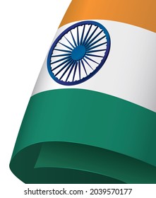 Close-up rolled Indian flag design with a relief of the Ashoka Chakra wheel.