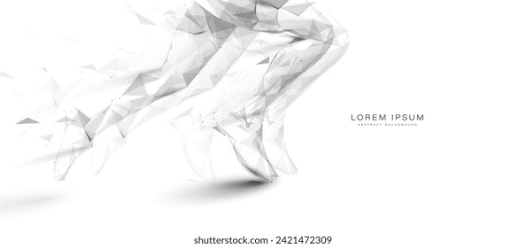 Closeup of running. Athlete running. Sports background. Low poly wireframe, lines. Illustration vector