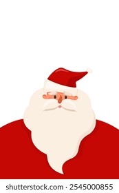 Close-up Santa Claus on white background with copy spase. Vector illustration for Christmas celebrate concept and New Year posters, gift and banners.