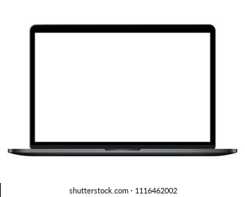 Close-up - screen of an open laptop with white background on a white backdrop. Vector Illustration