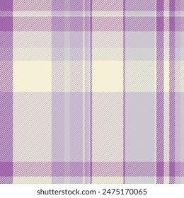 Close-up seamless fabric background, herringbone pattern vector plaid. Magazine textile check tartan texture in light and purple color.