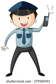 Closeup security guard with a walkie talkie in his hand