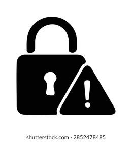 Close-up of a security lock with a warning triangle symbol, emphasizing safety, security, and caution in digital or physical environments.