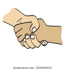 closeup shaking hands illustration vector hand drawn isolated on white background
