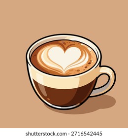 A close-up shot of a steaming cup of coffee, featuring intricate latte art in the form of a heart, perfect for a morning pick-me-up.