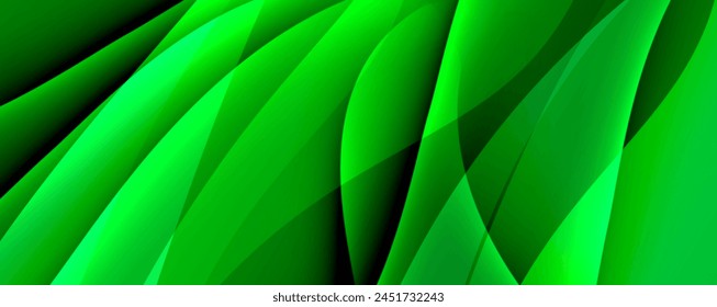 Un primer plano de una hoja verde vibrante que muestra patrones intrincados y simetría sobre un fondo verde exuberante, que se asemeja a los tonos y sombras de azul eléctrico