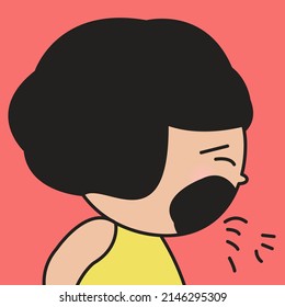 Closeup Side Profile Of Desperate Screaming Girl Concept Card Character illustration