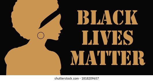 closeup silhouettes of woman face for black lives matter poster