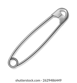 Close-up of a silver safety pin on a white surface