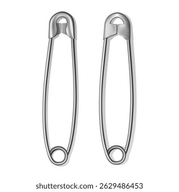 Close-up of a silver safety pin on a white surface