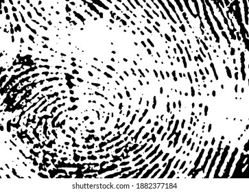 Closeup simple swirl dirty theft secret printout fingermark imitation. Outline dark paint drawn logo pictogram design. Close up detail view light paper text space retro contour art cutout sketch style