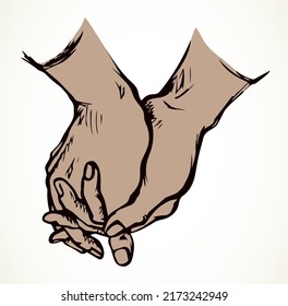 Closeup sin beg hope pair fold girl arm. Line black drawn old white holy saint christ male lover palm thank hold praise god bless care clap concept logo icon sign retro church art doodle cartoon style