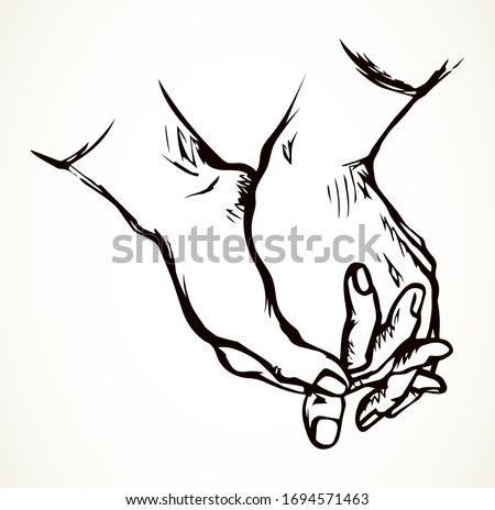 Closeup sin beg hope pair fold girl arm. Line black drawn old white holy saint christ male lover palm thank hold praise god bless care clap concept logo icon sign retro church art doodle cartoon style
