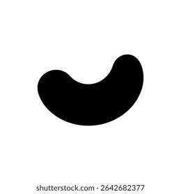 Close-up of Single Curved Cashew Nut Isolated on White Background