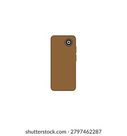 Close-up of a sleek brown leather phone case with a circular camera opening.