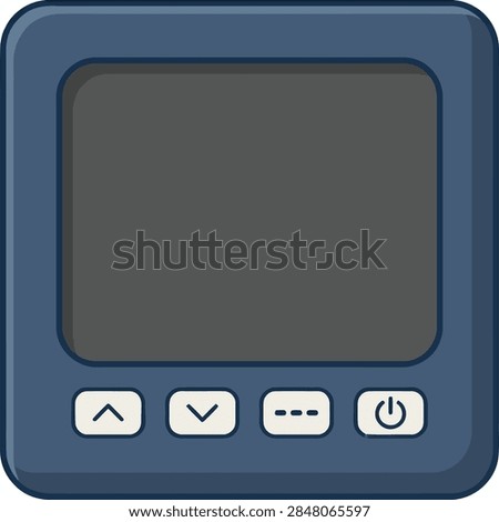 Close-up of a sleek digital control panel with screen and navigation buttons