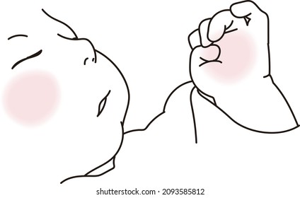 Close-up of a sleeping baby just born