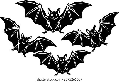 A close-up of the small bat Isolated on white  background vector art illustration 