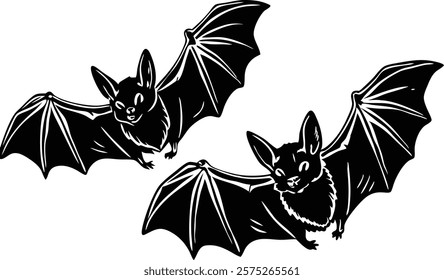 A close-up of the small bat Isolated on white  background vector art illustration 