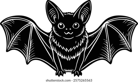 A close-up of the small bat Isolated on white  background vector art illustration 