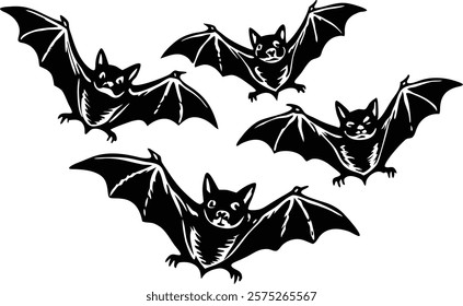 A close-up of the small bat Isolated on white  background vector art illustration 