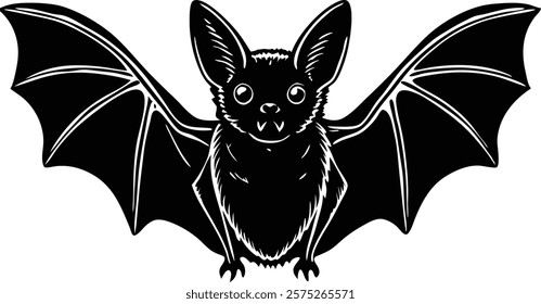 A close-up of the small bat Isolated on white  background vector art illustration 