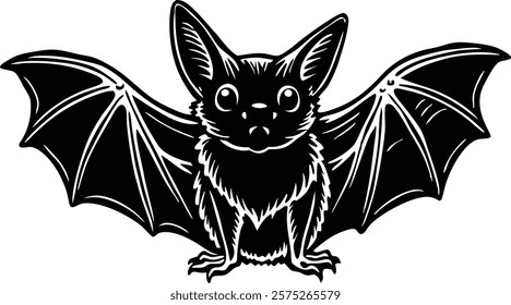 A close-up of the small bat Isolated on white  background vector art illustration 