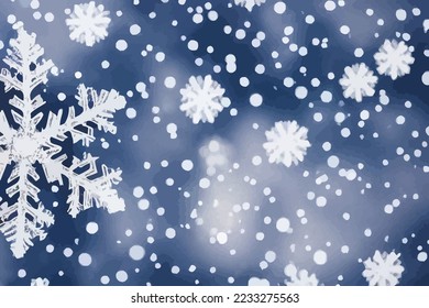 Cierre Copos de nieve fondo borroso con espacio de copia