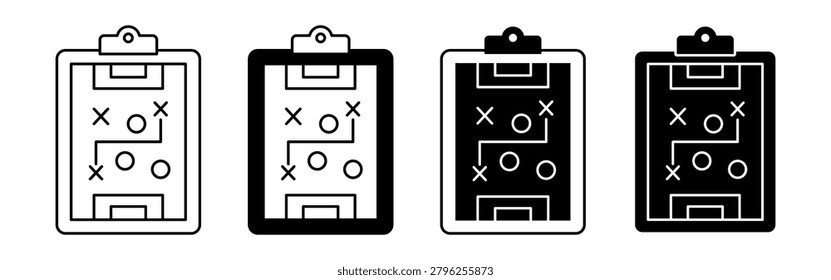 Close-up of a soccer tactics board with markers and diagrams illustrating game strategies and formations for coaching and analysis.