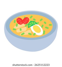 Closeup Soto Indonesian Food Illustration