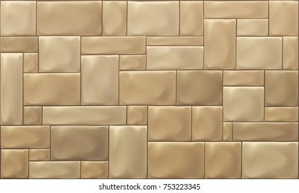 Closeup Of Stone Block Wall. Vector Illustration.