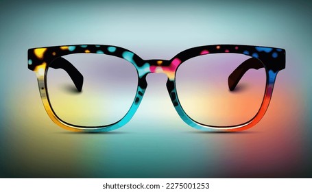 Cierre de gafas de sol en marco de espectáculo multicolor. Vector de 10 ilustraciones. Contiene fondo de malla