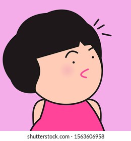 Closeup Surprised Amazed Facial Expression Of Small Eyes Girl Concept Card Character illustration