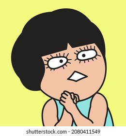 Closeup Surprised Exciting Girl Concept Card Character illustration