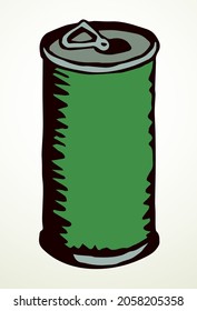 Closeup tasty pet eat sauce jar bank tincan. Box cup lid cover closed object white store label text space. Black hand drawn cool steel cola bar pot logo pictogram emblem design art doodle retro style