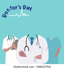 Close-up of team Doctors uniform with  blue necktie and stethoscope on background .Vector isolate flat design concept for International doctor’s day greeting card. Medical health care banner