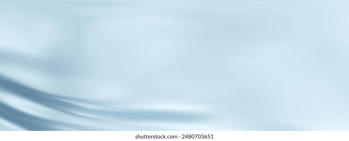 Textura de primer plano de la seda de hielo azul.  Fondo de superficie lisa de tela azul claro. Seda azul suave y elegante en tonos vivos. Textura, fondo, patrón, Plantilla. Ilustración vectorial 3D.