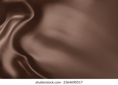 Close-up texture of Chocolate color silk. Dark brown fabric smooth texture surface background. Smooth elegant brown silk in Sepia toned. Texture, pattern, template. 3D vector illustration.