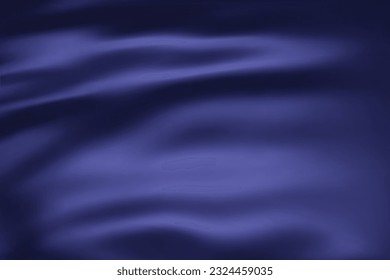 Close-up texture of dark blue silk. Dark blue fabric smooth texture surface background. Smooth elegant blue silk in Sepia toned. Texture, background, pattern, template. 3D vector illustration.