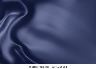 Textura de cierre de seda azul oscuro. Fondo de la superficie de textura suave de tela azul celestial. Seda azul suave y elegante. Textura, fondo, patrón, plantilla. Ilustración vectorial 3D.