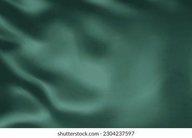 Close-up texture of dark green silk. Hunter green fabric smooth texture surface background. Smooth elegant green silk in Sepia toned. Texture, background, pattern, template. 3D vector illustration.