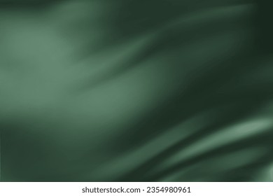 Close-up texture of dark green silk. Hunter green fabric smooth texture surface background. Smooth elegant green silk. Texture, background, pattern, template. 3D vector illustration. Stock Vector