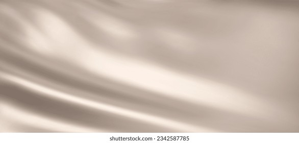 Close-up texture of natural beige silk. Light Gold fabric smooth texture surface background. Smooth elegant golden silk in Sepia toned. Texture, background, pattern, template. 3D vector illustration.