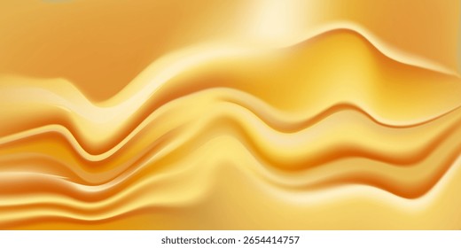 Textura de primer plano de seda de oro natural. Fondo de superficie de textura lisa de tela dorada ligera. Suave seda dorada elegante en tonos sepia.