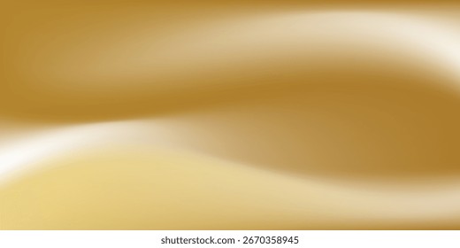 Textura de primer plano de seda de oro natural. Fondo de superficie de textura lisa de tela dorada ligera. Suave seda dorada elegante en tonos sepia. Textura, fondo, patrón, Plantilla. Ilustración vectorial 3D.