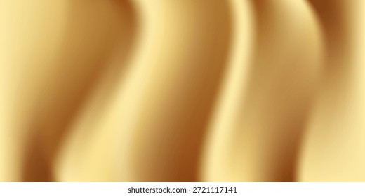 Textura de primer plano de seda de oro natural. Fondo de superficie de textura lisa de tela dorada ligera. Suave seda dorada elegante en tonos sepia. Textura, fondo, patrón, Plantilla. Vector 3D