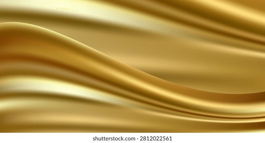 Close-up texture of natural gold silk. Light Golden fabric smooth texture surface background. Elegant EPS 10