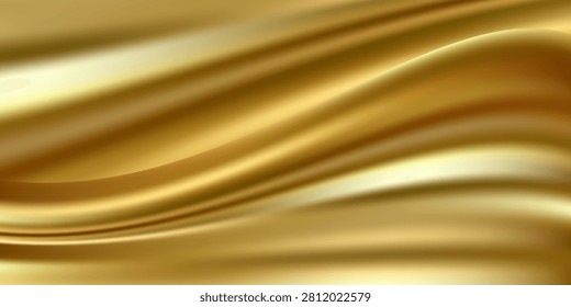 Close-up texture of natural gold silk. Light Golden fabric smooth texture surface background. Elegant EPS 10