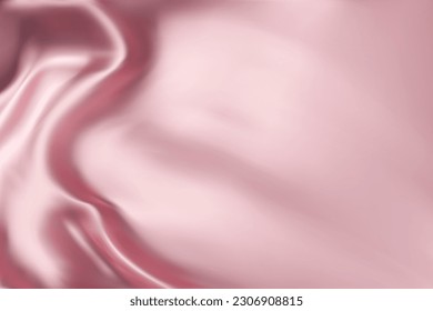 Close-up texture of pink silk. Rose gold fabric smooth texture surface background. Smooth elegant pink silk in Sepia toned. Texture, background, pattern, template. 3D vector illustration.